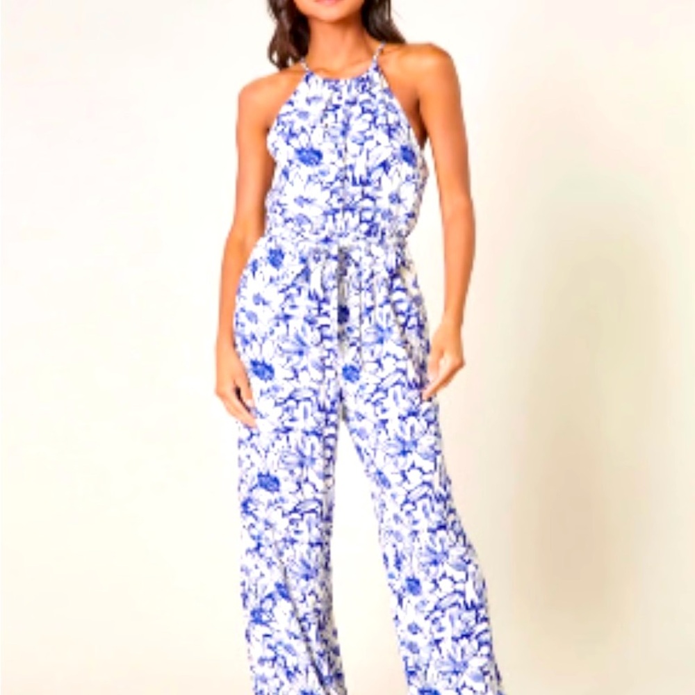 Sugarlips Blue and White Floral Jumpsuit